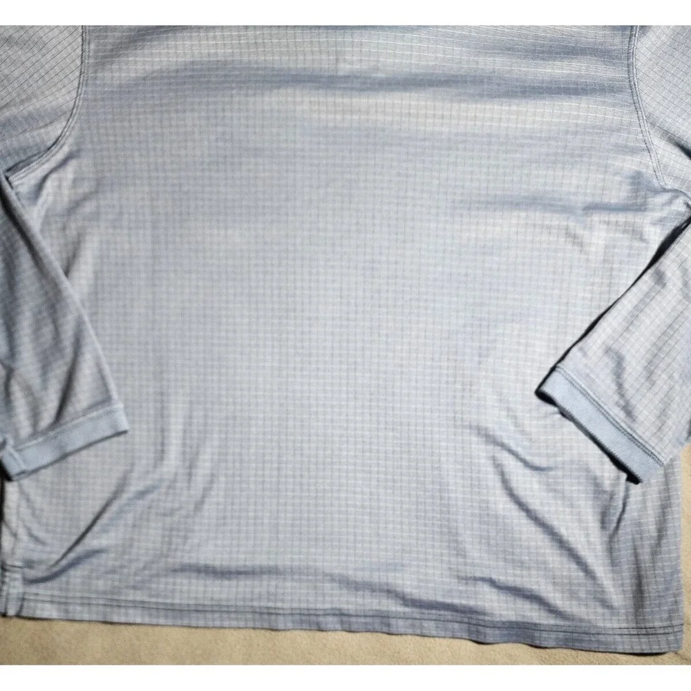 Haggar Polo Shirt Men XL Blue Collared Long Sleeve Quarter Buttons